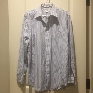 Burberry’s men button down collar Stripe Long Sleeve Shirt size 16/34 blue white